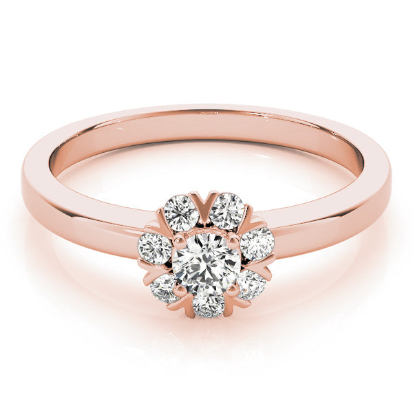Graceful Cluster Ring Split Prongs Round Diamond Engagement Ring in 10K/14K gold and platinum with certified lab-grown or natural diamonds