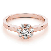 Graceful Cluster Ring Split Prongs Round Diamond Engagement Ring in 10K/14K gold and platinum with certified lab-grown or natural diamonds