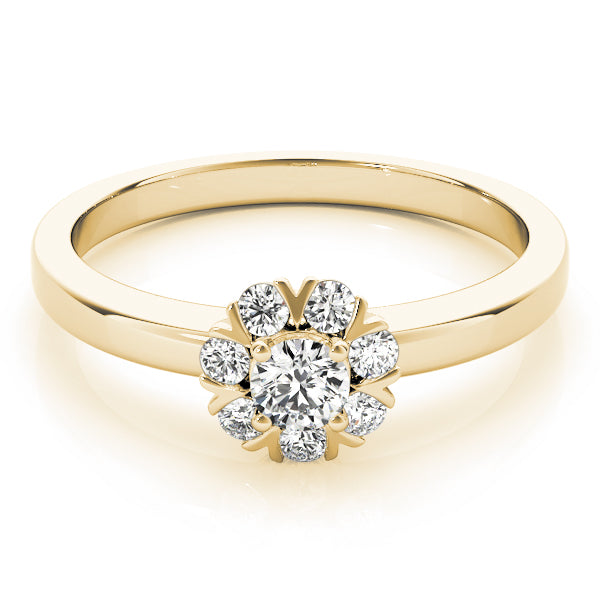 Graceful Cluster Ring Split Prongs Round Diamond Engagement Ring in 10K/14K gold and platinum with certified lab-grown or natural diamonds