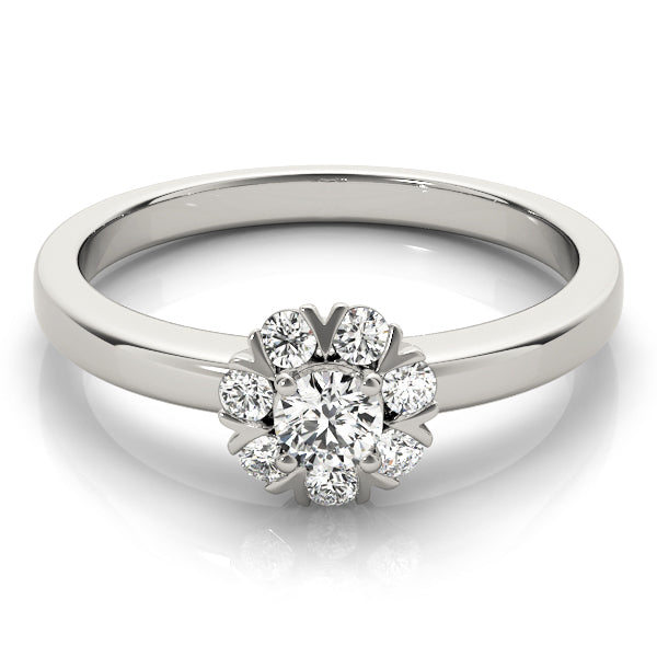 Graceful Cluster Ring Split Prongs Round Diamond Engagement Ring in 10K/14K gold and platinum with certified lab-grown or natural diamonds