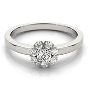 Graceful Cluster Ring Split Prongs Round Diamond Engagement Ring in 10K/14K gold and platinum with certified lab-grown or natural diamonds