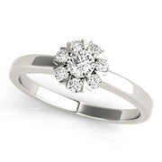 Graceful Cluster Ring Split Prongs Round Diamond Engagement Ring in 10K/14K gold and platinum with certified lab-grown or natural diamonds