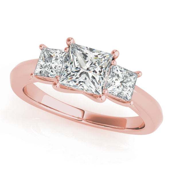 0.50-5.00ct Princess Diamond Trilogy Ring in 10K/14K gold and platinum with certified lab-grown or natural diamonds