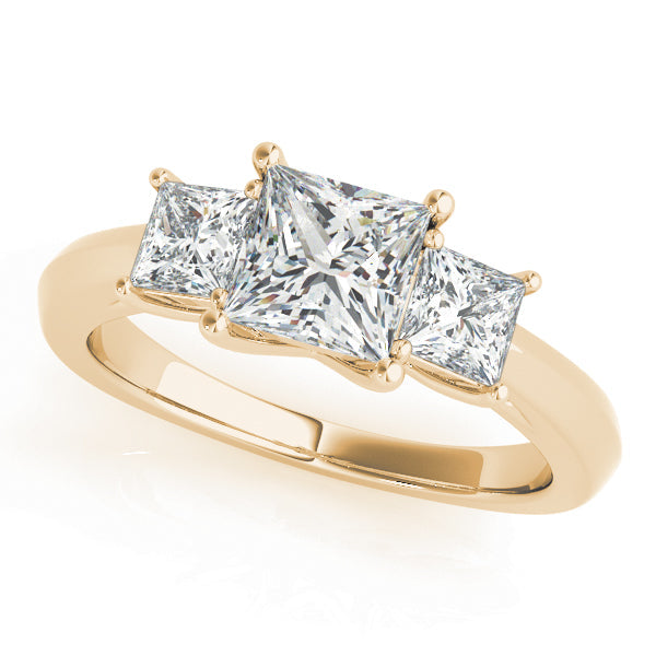 0.50-5.00ct Princess Diamond Trilogy Ring in 10K/14K gold and platinum with certified lab-grown or natural diamonds