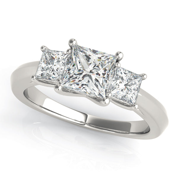 0.50-5.00ct Princess Diamond Trilogy Ring in 10K/14K gold and platinum with certified lab-grown or natural diamonds