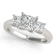 0.50-5.00ct Princess Diamond Trilogy Ring in 10K/14K gold and platinum with certified lab-grown or natural diamonds