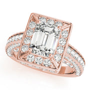 Radiant Halo Engagement Ring For Cut Emerald Diamond Engagement Ring in 10K/14K gold and platinum with certified lab-grown or natural diamonds