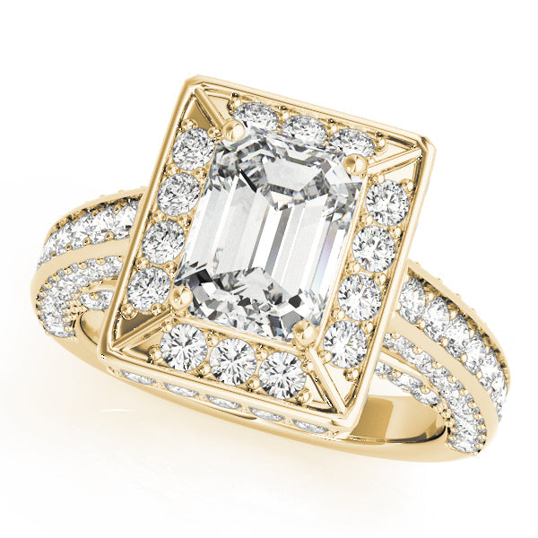 Radiant Halo Engagement Ring For Cut Emerald Diamond Engagement Ring in 10K/14K gold and platinum with certified lab-grown or natural diamonds