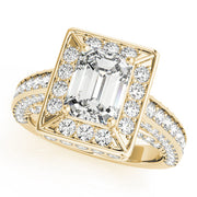 Radiant Halo Engagement Ring For Cut Emerald Diamond Engagement Ring in 10K/14K gold and platinum with certified lab-grown or natural diamonds