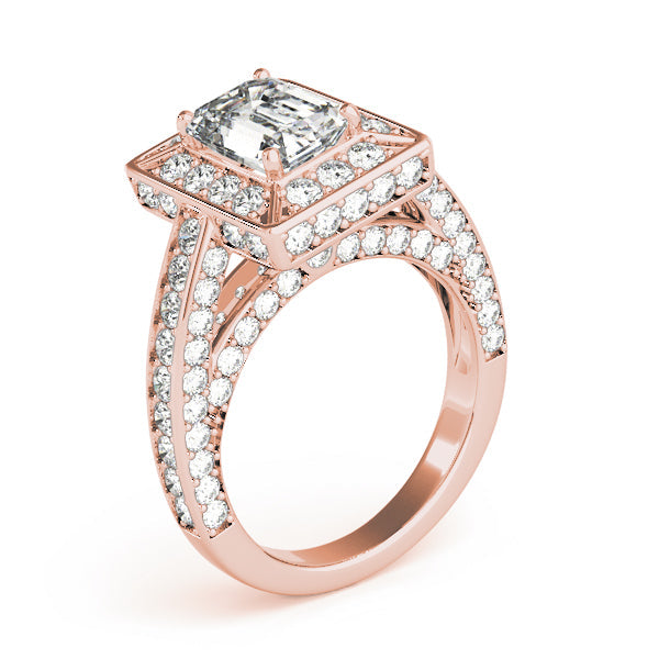 Radiant Halo Engagement Ring For Cut Emerald Diamond Engagement Ring in 10K/14K gold and platinum with certified lab-grown or natural diamonds