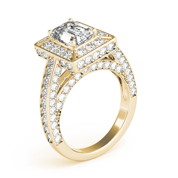 Radiant Halo Engagement Ring For Cut Emerald Diamond Engagement Ring in 10K/14K gold and platinum with certified lab-grown or natural diamonds