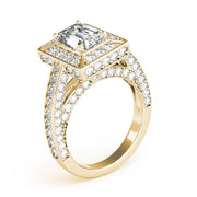 Radiant Halo Engagement Ring For Cut Emerald Diamond Engagement Ring in 10K/14K gold and platinum with certified lab-grown or natural diamonds
