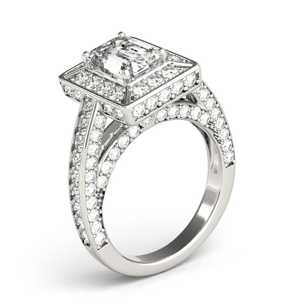 Radiant Halo Engagement Ring For Cut Emerald Diamond Engagement Ring in 10K/14K gold and platinum with certified lab-grown or natural diamonds