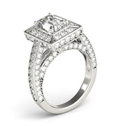Radiant Halo Engagement Ring For Cut Emerald Diamond Engagement Ring in 10K/14K gold and platinum with certified lab-grown or natural diamonds