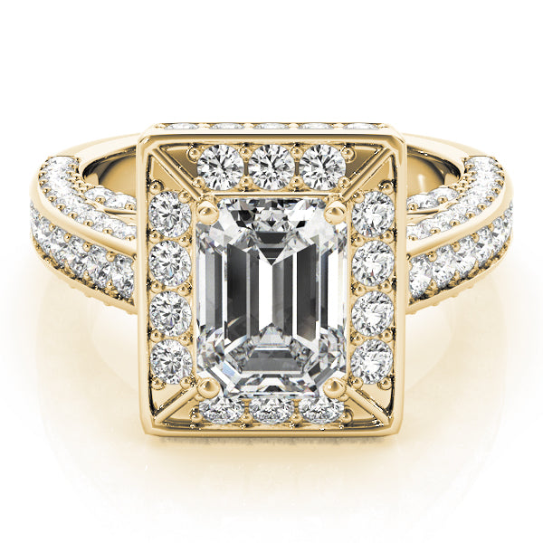 Radiant Halo Engagement Ring For Cut Emerald Diamond Engagement Ring in 10K/14K gold and platinum with certified lab-grown or natural diamonds
