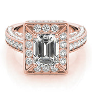 Radiant Halo Engagement Ring For Cut Emerald Diamond Engagement Ring in 10K/14K gold and platinum with certified lab-grown or natural diamonds
