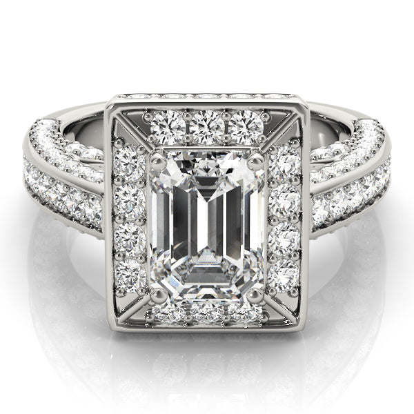 Radiant Halo Engagement Ring For Cut Emerald Diamond Engagement Ring in 10K/14K gold and platinum with certified lab-grown or natural diamonds