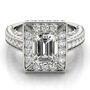 Radiant Halo Engagement Ring For Cut Emerald Diamond Engagement Ring in 10K/14K gold and platinum with certified lab-grown or natural diamonds