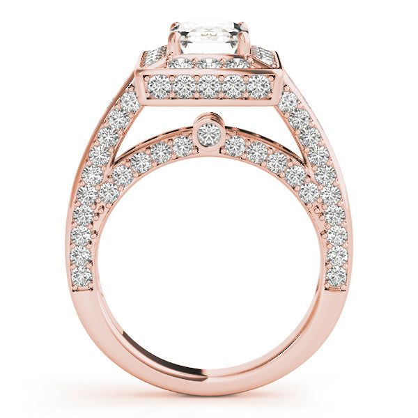 Radiant Halo Engagement Ring For Cut Emerald Diamond Engagement Ring in 10K/14K gold and platinum with certified lab-grown or natural diamonds