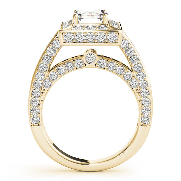 Radiant Halo Engagement Ring For Cut Emerald Diamond Engagement Ring in 10K/14K gold and platinum with certified lab-grown or natural diamonds