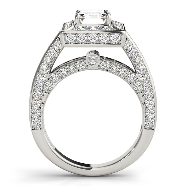 Radiant Halo Engagement Ring For Cut Emerald Diamond Engagement Ring in 10K/14K gold and platinum with certified lab-grown or natural diamonds