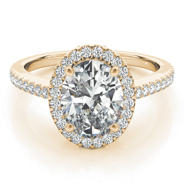 Brilliant Halo Oval Diamond Engagement Ring in 10K/14K gold and platinum with certified lab-grown or natural diamonds