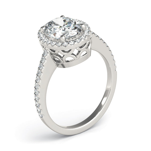 Brilliant Halo Oval Diamond Engagement Ring in 10K/14K gold and platinum with certified lab-grown or natural diamonds