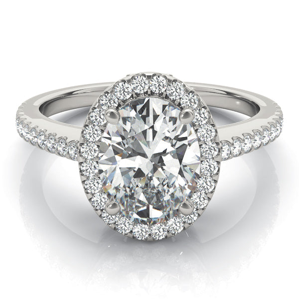 Brilliant Halo Oval Diamond Engagement Ring in 10K/14K gold and platinum with certified lab-grown or natural diamonds