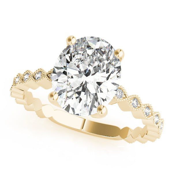Brilliant Color Rings Oval Diamond Engagement Ring in 10K/14K gold and platinum with certified lab-grown or natural diamonds
