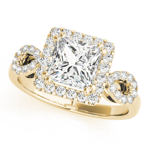 Enchanted Halo Princess Diamond Engagement Ring in 10K/14K gold and platinum with certified lab-grown or natural diamonds