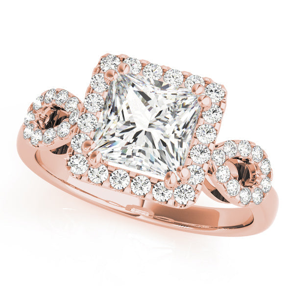 Enchanted Halo Princess Diamond Engagement Ring in 10K/14K gold and platinum with certified lab-grown or natural diamonds