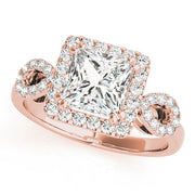 Enchanted Halo Princess Diamond Engagement Ring in 10K/14K gold and platinum with certified lab-grown or natural diamonds