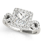 Enchanted Halo Princess Diamond Engagement Ring in 10K/14K gold and platinum with certified lab-grown or natural diamonds