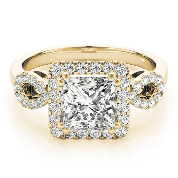 Enchanted Halo Princess Diamond Engagement Ring in 10K/14K gold and platinum with certified lab-grown or natural diamonds