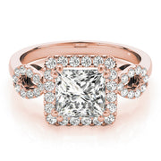 Enchanted Halo Princess Diamond Engagement Ring in 10K/14K gold and platinum with certified lab-grown or natural diamonds