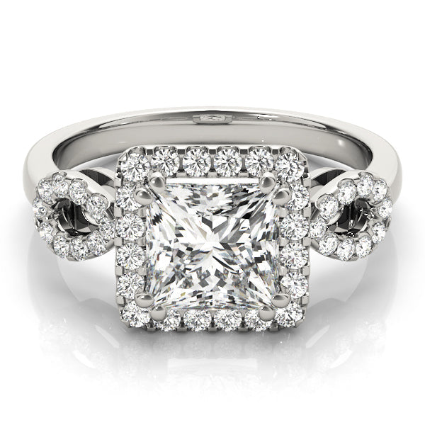 Enchanted Halo Princess Diamond Engagement Ring in 10K/14K gold and platinum with certified lab-grown or natural diamonds