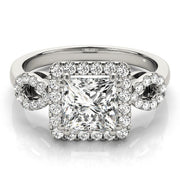 Enchanted Halo Princess Diamond Engagement Ring in 10K/14K gold and platinum with certified lab-grown or natural diamonds