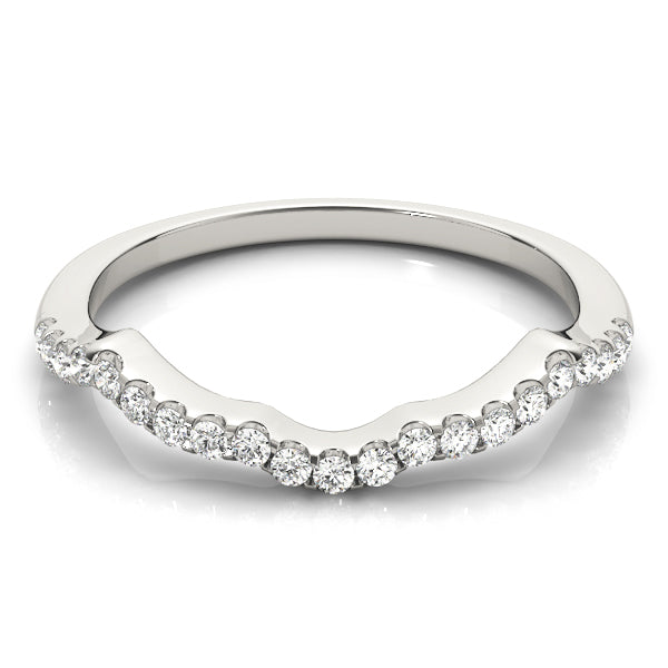 Prong Set Curved Half Eternity Ring in Gold & Platinum