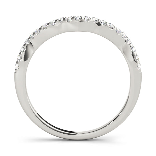 Prong Set Curved Half Eternity Ring in Gold & Platinum