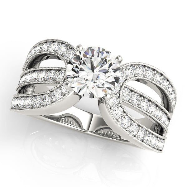 Adored Multi-Row Round Diamond Engagement Ring in 10K/14K gold and platinum with certified lab-grown or natural diamonds