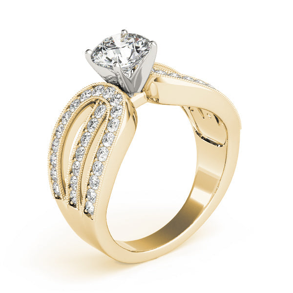 Adored Multi-Row Round Diamond Engagement Ring in 10K/14K gold and platinum with certified lab-grown or natural diamonds