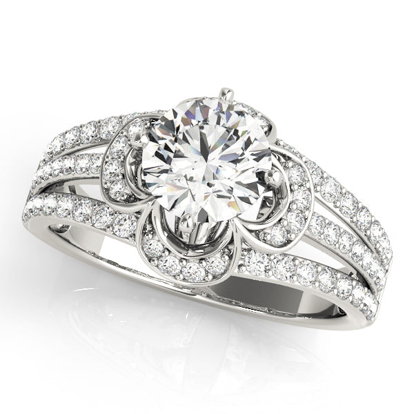 Cherished Multi-Row Round Diamond Engagement Ring in 10K/14K gold and platinum with certified lab-grown or natural diamonds