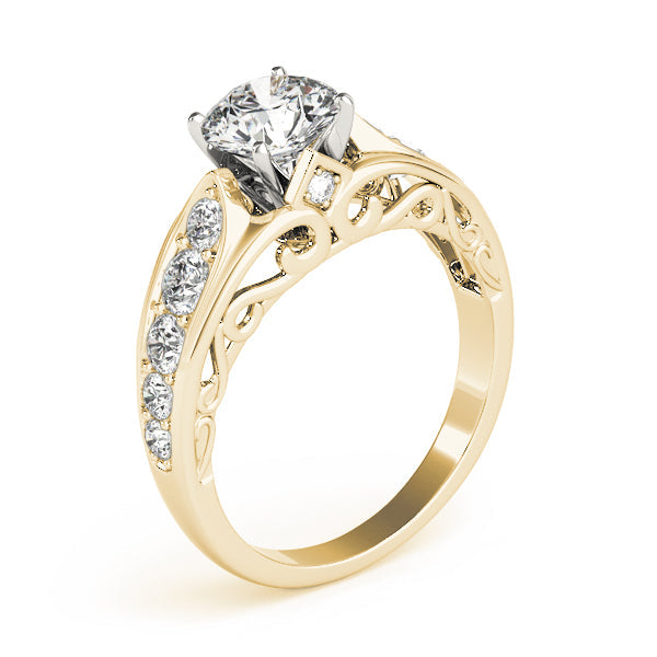 Noble Prong-Set Round Diamond Engagement Ring in 10K/14K gold and platinum with certified lab-grown or natural diamonds