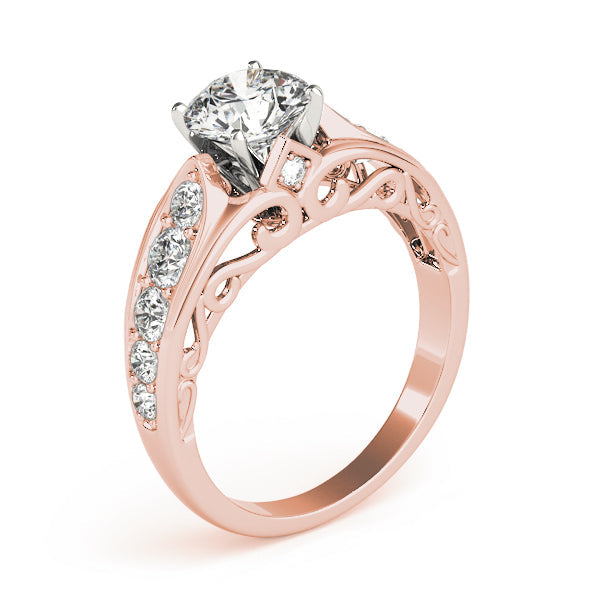 Noble Prong-Set Round Diamond Engagement Ring in 10K/14K gold and platinum with certified lab-grown or natural diamonds