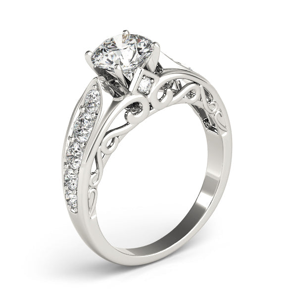 Noble Prong-Set Round Diamond Engagement Ring in 10K/14K gold and platinum with certified lab-grown or natural diamonds