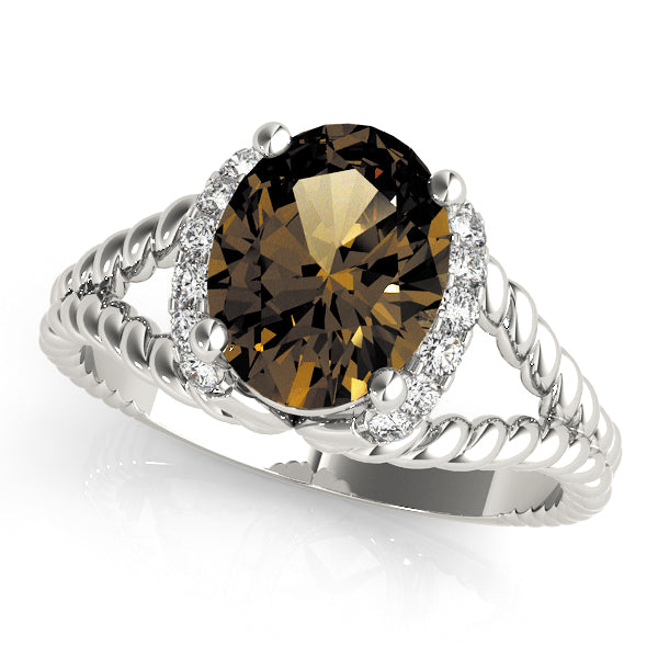 Majestic Color Rings Oval Diamond Engagement Ring in 10K/14K gold and platinum with certified lab-grown or natural diamonds