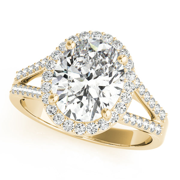 Sculpted Color Rings Oval Diamond Engagement Ring in 10K/14K gold and platinum with certified lab-grown or natural diamonds
