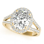 Sculpted Color Rings Oval Diamond Engagement Ring in 10K/14K gold and platinum with certified lab-grown or natural diamonds