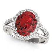 Sculpted Color Rings Oval Diamond Engagement Ring in 10K/14K gold and platinum with certified lab-grown or natural diamonds
