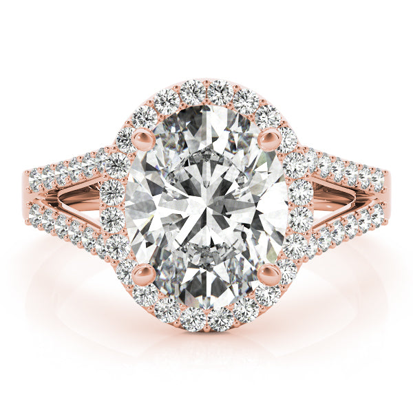 Sculpted Color Rings Oval Diamond Engagement Ring in 10K/14K gold and platinum with certified lab-grown or natural diamonds